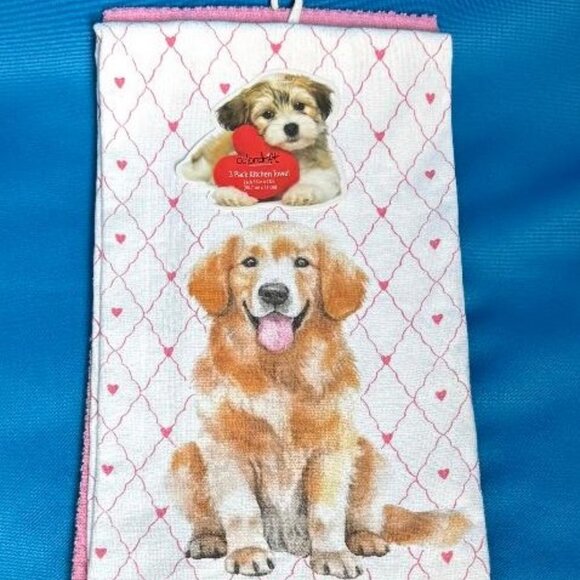 NWT & HARD TO FIND 3 PACK ADORABLE GOLDEN RETRIEVER PLUS PINK ABSORBENT TOWELS - Picture 2 of 16